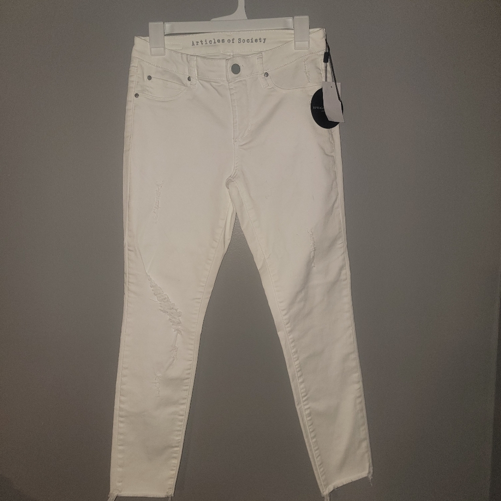 Articles of Society Jeans Women White Skinny Stretch Crop Size 27 NWT